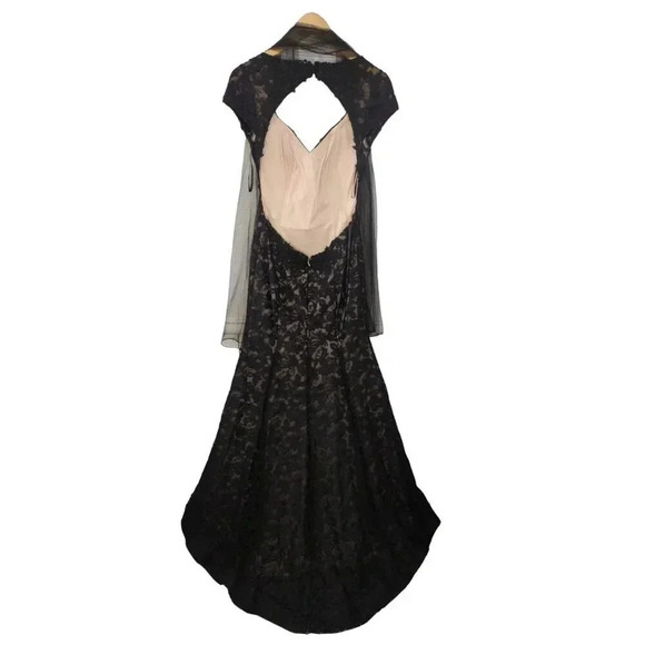 Royal Queen Collection Black Lace Overlay Trumpet Ball Gown 8 - Picture 6 of 9